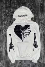 Distressed Skull Hand Broken Heart Gothic Hoodie