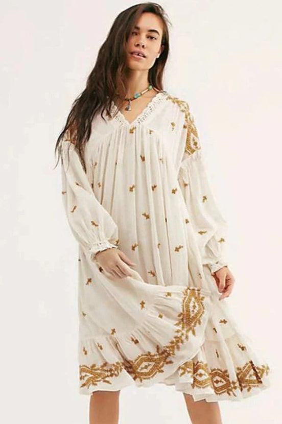 Floral Long Sleeve Midi Boho Dress Secondary image