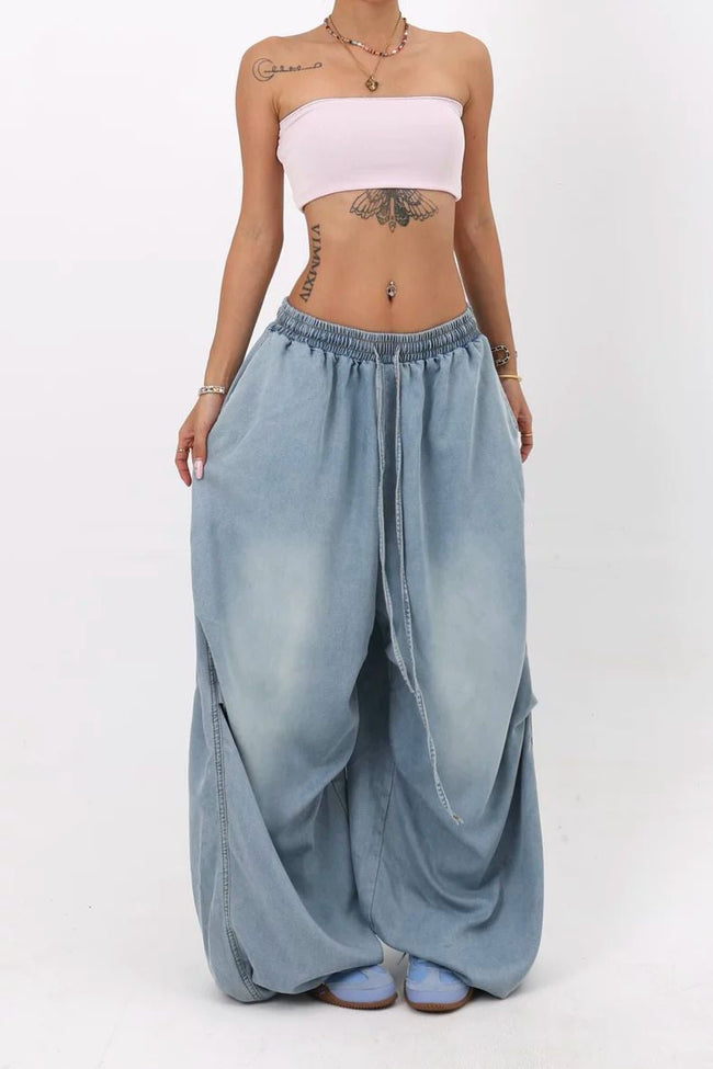 Loose Fit Wide Leg Street Jeans Light Blue / S Main image