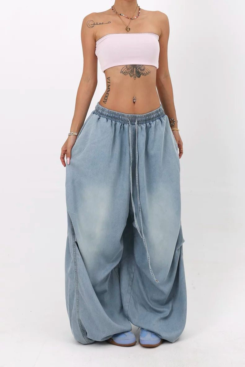 Loose Fit Wide Leg Street Jeans Light Blue / S Main image