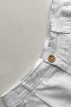 Tortoiseshell Button High Waist Linen Shorts