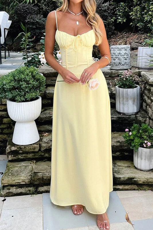 Elegant Tied Waist A Line Solid Color Prom Dress Secondary image