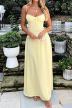 Elegant Tied Waist A Line Solid Color Prom Dress