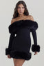 Black Bateau Stylish Neck Mini Dress XS / Black