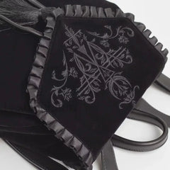 Black Gothic Velvet Witch Harajuku Magic Embroidery Dark Punk Shoulder Bag Black
