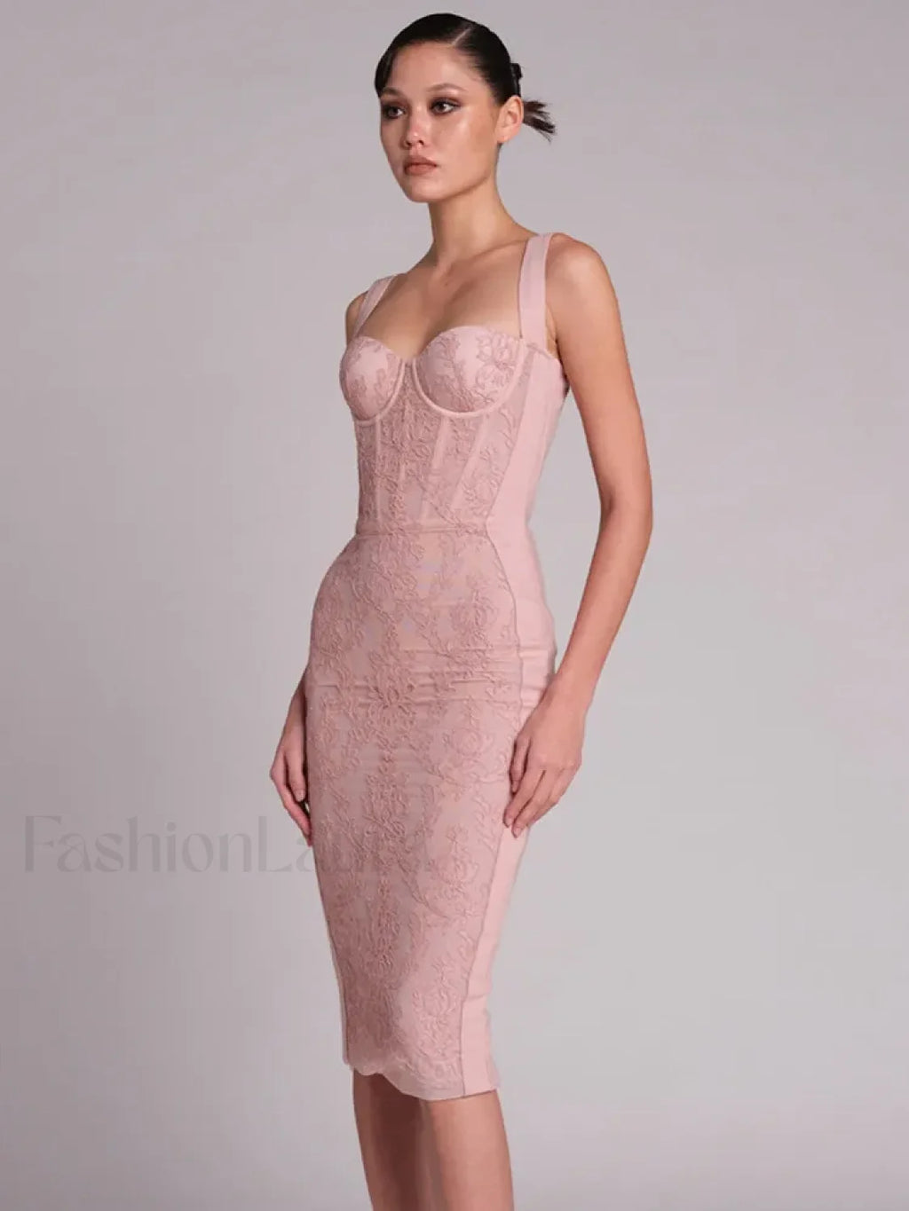 Black Lace Bandage Midi Dress