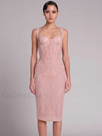 Black Lace Bandage Midi Dress