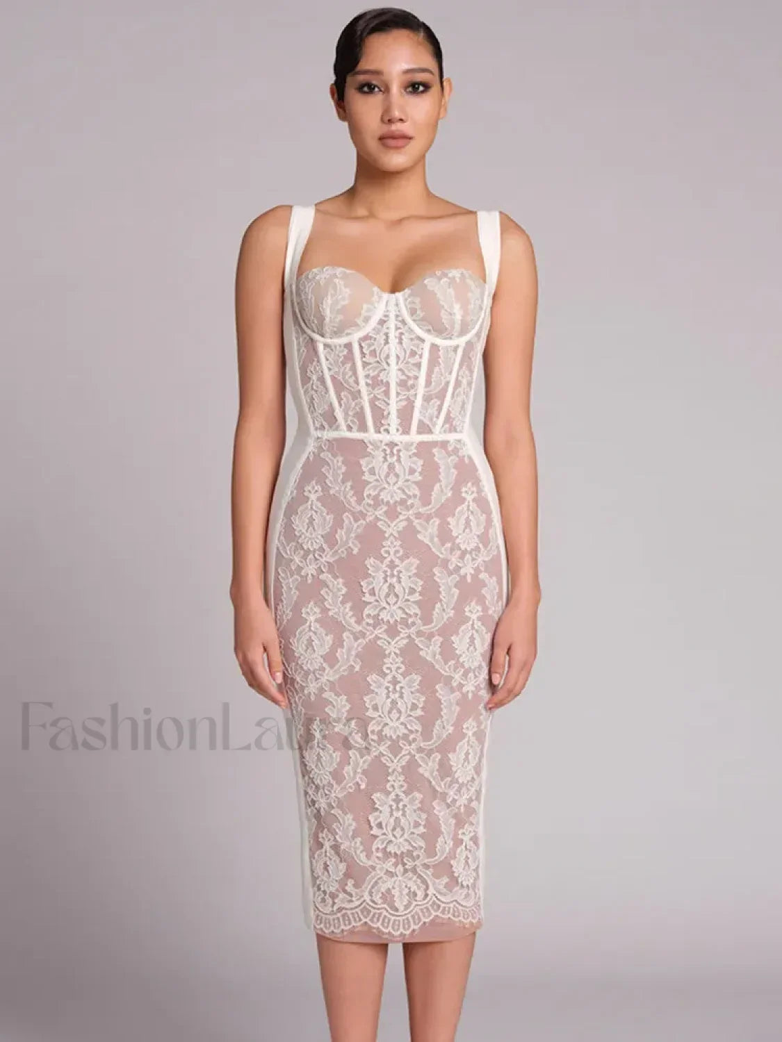 Black Lace Bandage Midi Dress Main image