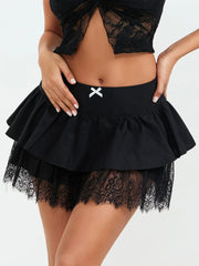 Black Lace Layered Goth Skirt