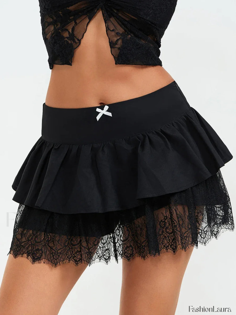 Black Lace Layered Goth Skirt