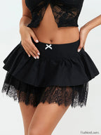 Black Lace Layered Goth Skirt