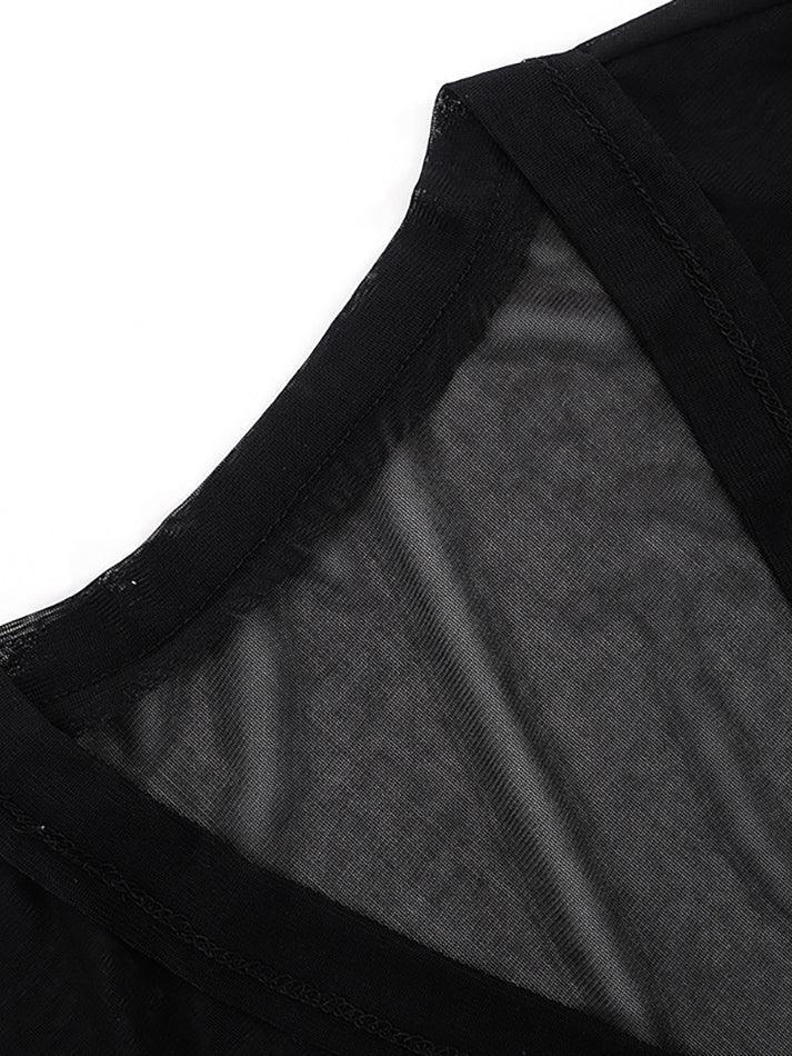Black Mesh Safety Pin Cardigan Sweaters