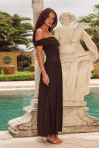 Black One Shoulder Off The Shoulder Tube Top Maxi Dress