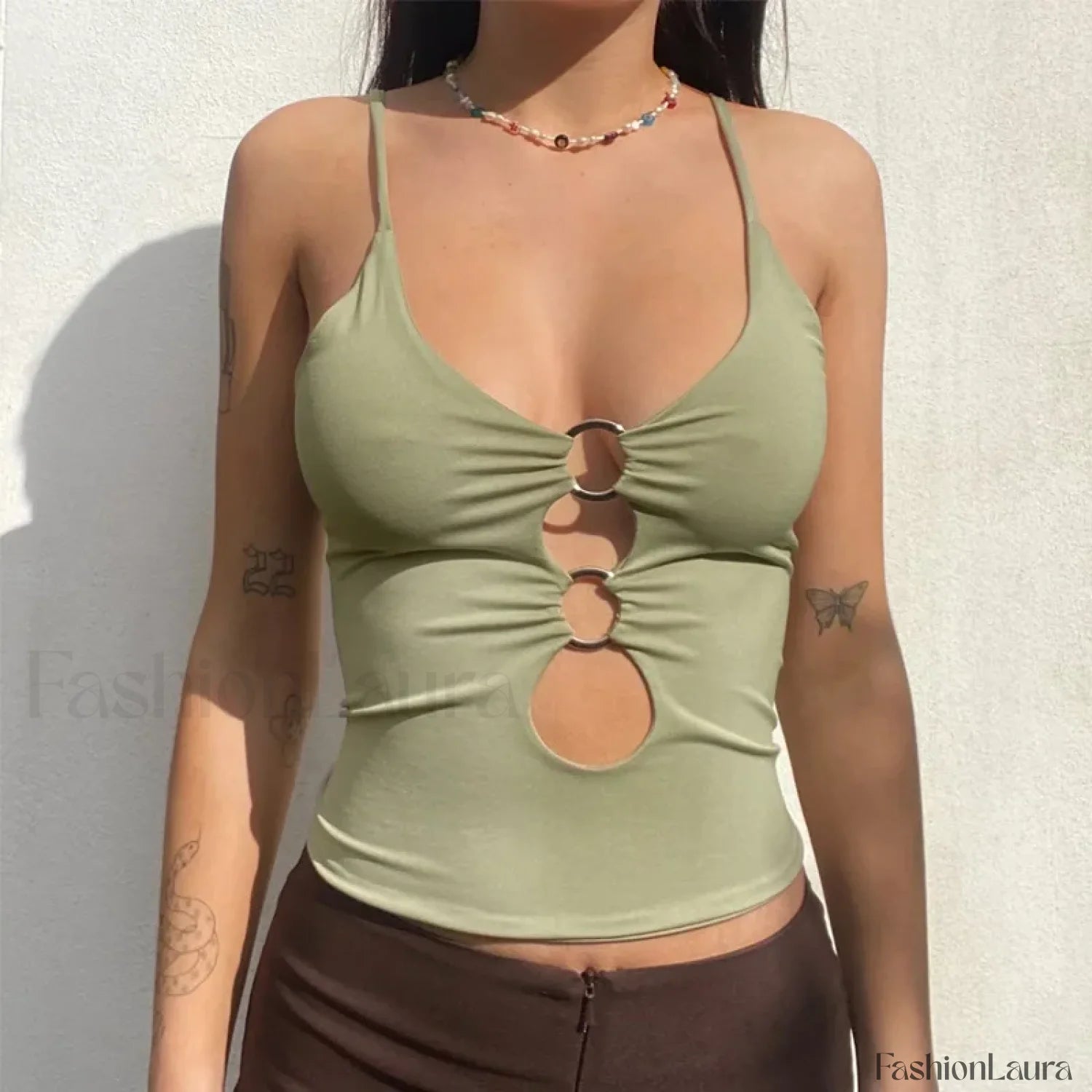 Black Party Club Crop Top Green / S
