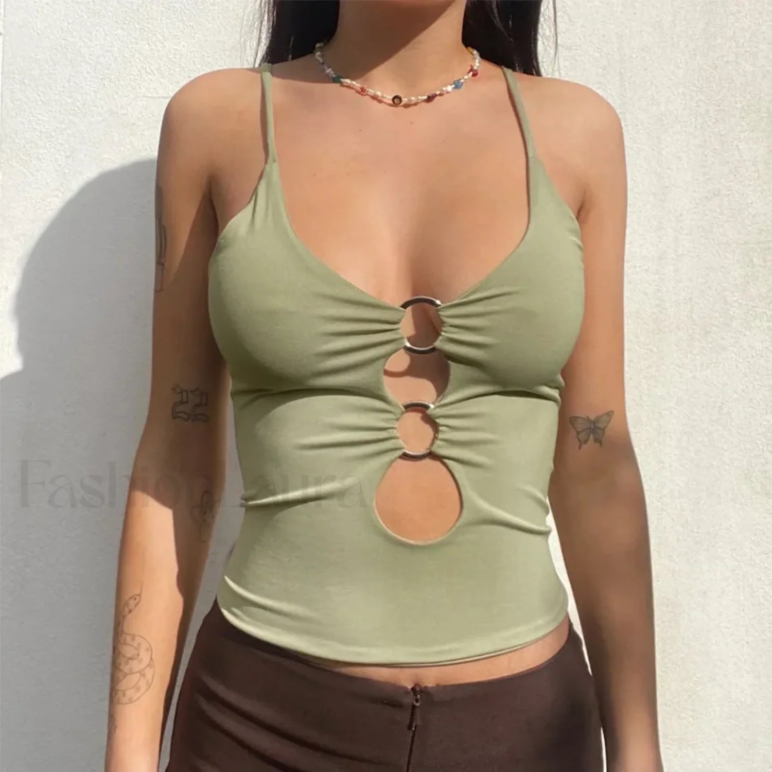 Black Party Club Crop Top Green / S