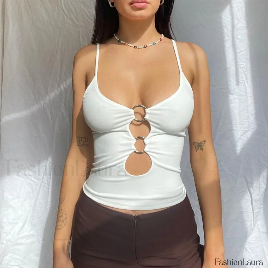 Black Party Club Crop Top WHITE / S