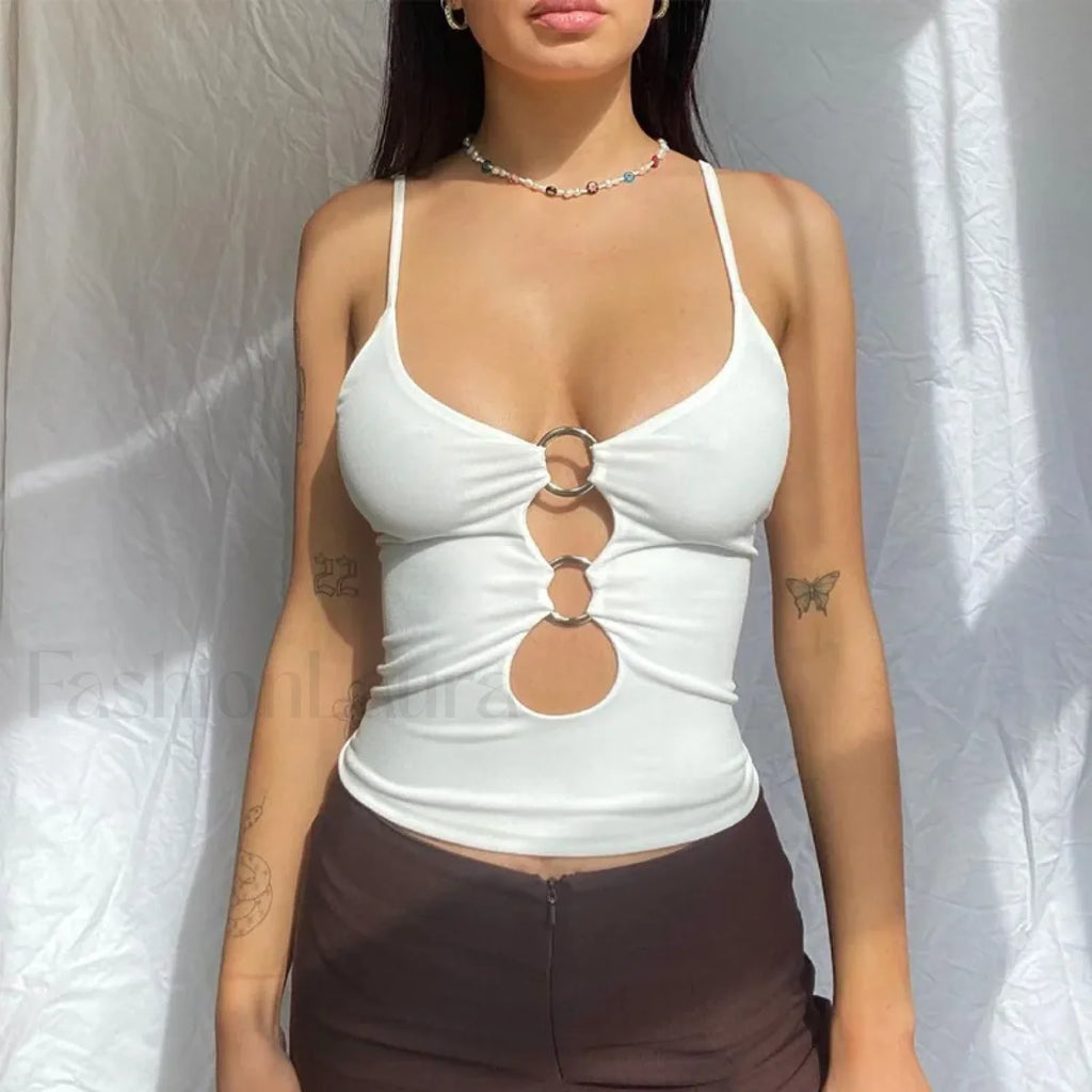 Black Party Club Crop Top WHITE / S