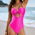 Black Push Up Closed Swimwear One Piece pink / S