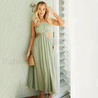 Black Ruffle Lace Up Midi Dress army green / S