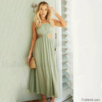 Black Ruffle Lace Up Midi Dress army green / S