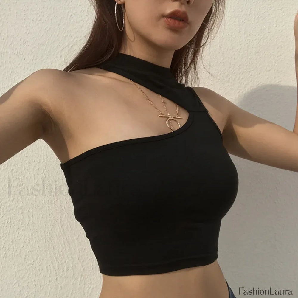 Black Slim Sleeveless Crop Top