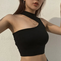 Black Slim Sleeveless Crop Top