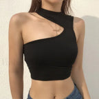 Black Slim Sleeveless Crop Top Black / S