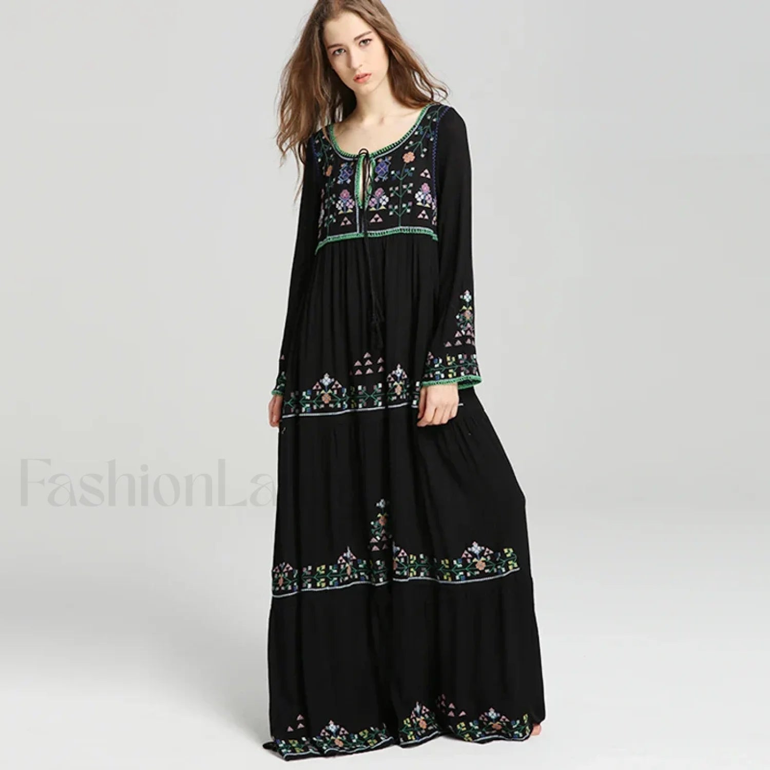 Black Tassel Vintage Boho Dress Main image