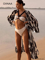 Black White Hollow Out Three Piece Set