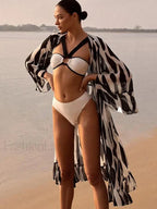 Black White Hollow Out Three Piece Set Black / S