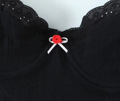 Black Wire Corset Cross Bandage Backless Cropped Tops Blouse