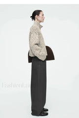 Blended Texture Zipper Cardigan