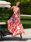Blooming In Summer Floral Print Cami Long Dress Red / XS Dresses