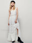Blue Cotton Strap Maxi Boho Dress WHITE / S