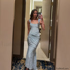 Blue Floral Gathered Maxi Dress