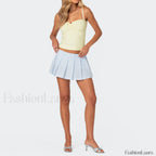 Blue Pleated Striped Skirt