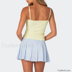 Blue Pleated Striped Skirt