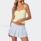 Blue Pleated Striped Skirt Blue / S