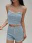 Blue Strap Sleepwear Shorts Two Piece Set Blue / S