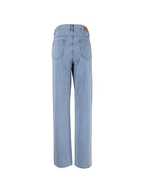 Blue Wash Straight Leg Knee Ripped Jeans Jeans