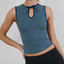 Bodycon Crew Neck Crop Top Blue / S
