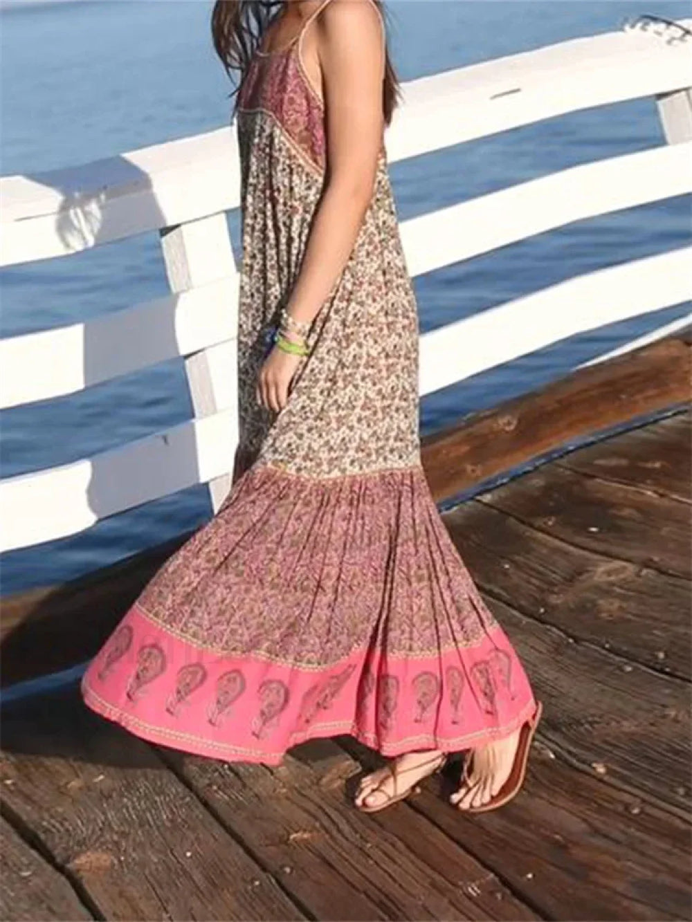 Bohemian Floral Strap Maxi Dress