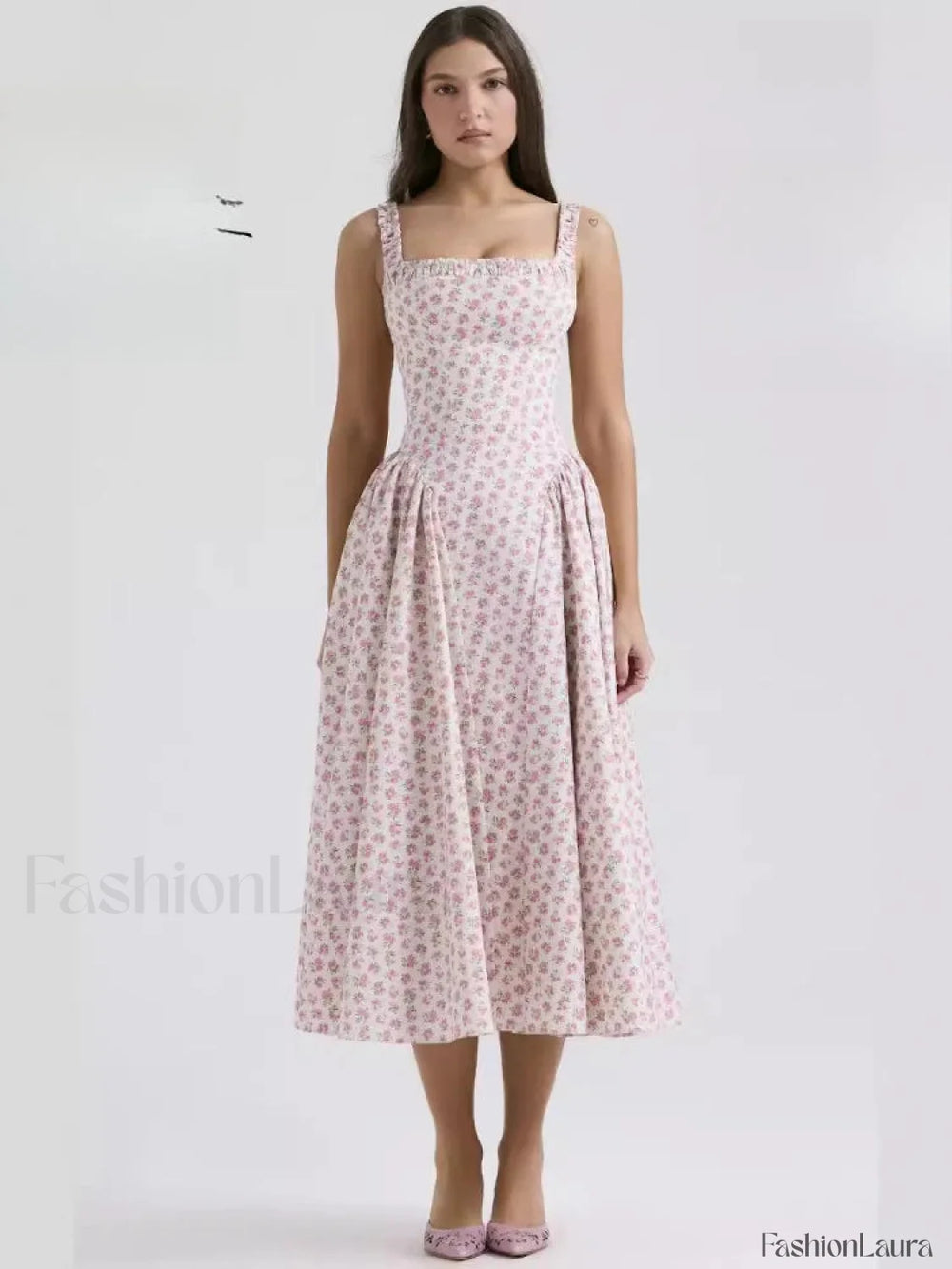 Bohemian Fragmented Flower Midi Dress