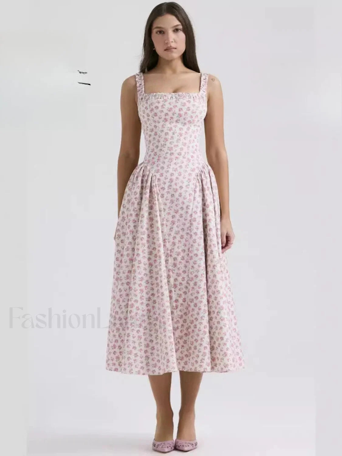 Bohemian Fragmented Flower Midi Dress Secondary image