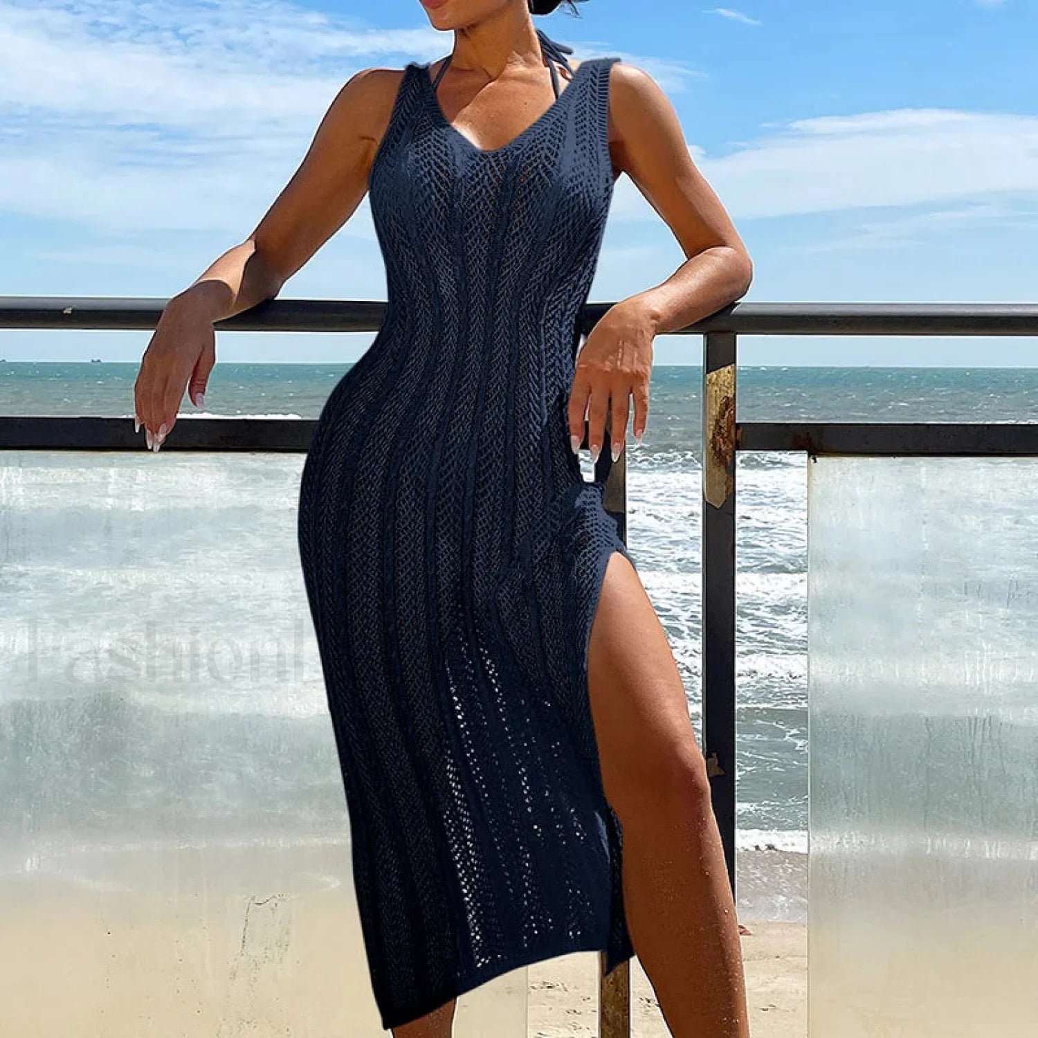 Bohemian Slim Long Beach Cover Up Blue / One Size