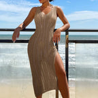 Bohemian Slim Long Beach Cover Up Khaki / One Size