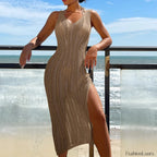 Bohemian Slim Long Beach Cover Up Khaki / One Size
