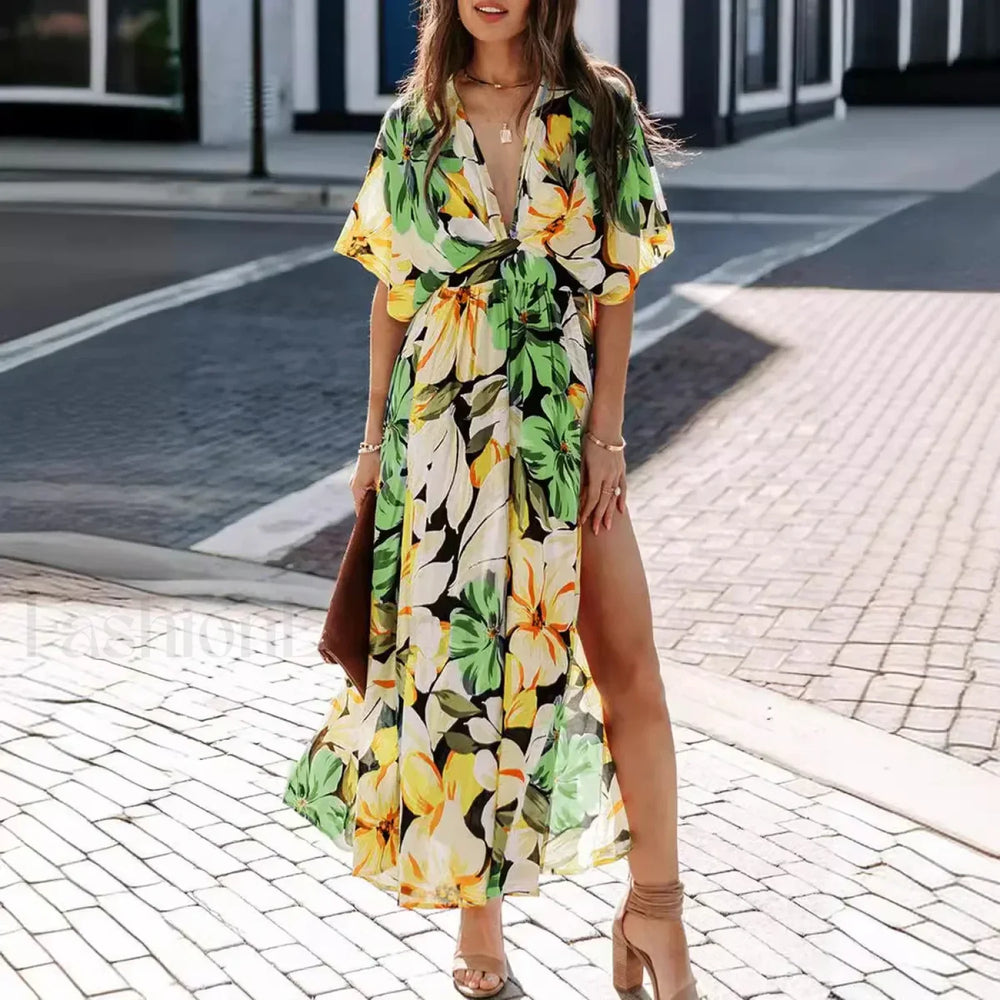 Boho Chiffon Maxi Floral Dress