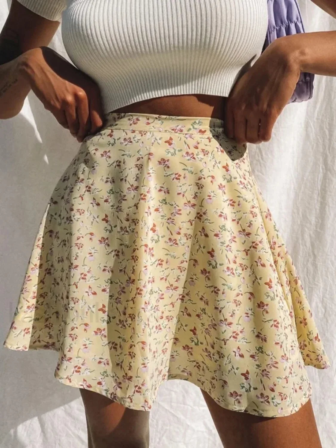 Boho Floral Pleated Beach Skirt Main image