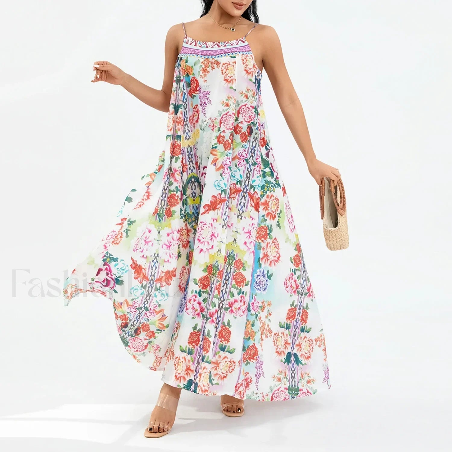 Boho Floral Slit Sleeveless Maxi Dress Secondary image